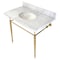 Fauceture KVPB3622M87 36" Console Sink with Brass Legs (8-Inch, 3 Hole), Marble White/Brushed Brass KVPB3622M87 - alternate 1